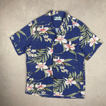 Charger l'image dans la galerie, chemise-aloha-made-in-hawaii-two-palms-bleue-homme