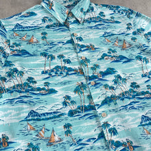 Charger l'image dans la galerie, chemise-hawaienne-a-fleurs-bleu-turquoise-izod