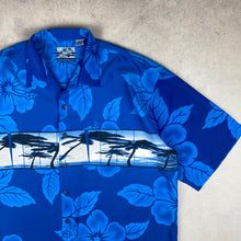 Charger l'image dans la galerie, chemise-hawaienne-a-fleurs-homme-bleue