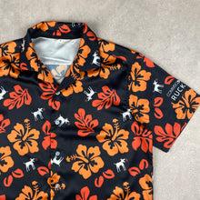 Charger l'image dans la galerie, chemise-hawaienne-a-fleurs-homme-noire-orange
