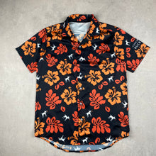 Charger l'image dans la galerie, chemise-hawaienne-a-fleurs-homme-noire-orange