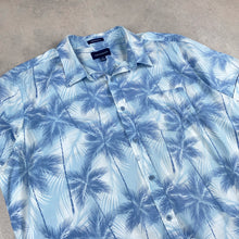 Charger l'image dans la galerie, chemise-hawaienne-a-fleurs-palmiers-bleu-ciel