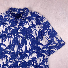 Charger l'image dans la galerie, chemise-hawaienne-a-fleurs-palmiers-bleus