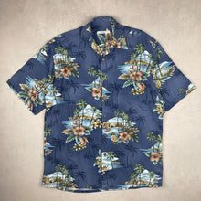 Charger l'image dans la galerie, chemise-hawaienne-a-fleurs-vintage-homme-bleue