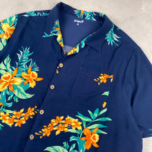 Charger l'image dans la galerie, chemise-hawaienne-bleue-a-fleurs-grande-taille-homme