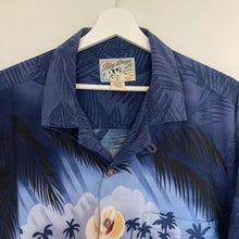 Charger l'image dans la galerie, chemise-hawaienne-homme-vintage-marque-big-dogs-bleue