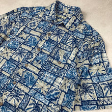 Charger l'image dans la galerie, chemise-hawaienne-vintage-a-fleurs-bleue-homme
