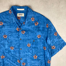 Charger l'image dans la galerie, chemise-hawaienne-vintage-a-fleurs-bleue-homme