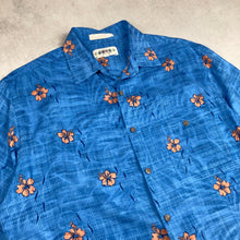 Charger l'image dans la galerie, chemise-hawaienne-vintage-a-fleurs-bleue-homme
