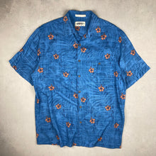 Charger l'image dans la galerie, chemise-hawaienne-vintage-a-fleurs-bleue-homme