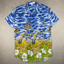Charger l'image dans la galerie, chemise-hawaienne-vintage-a-fleurs-homme-bleue