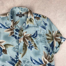 Charger l'image dans la galerie, chemise-hawaienne-vintage-a-fleurs-homme-turquoise