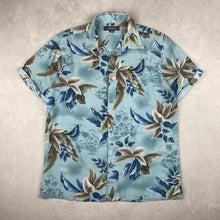 Charger l'image dans la galerie, chemise-hawaienne-vintage-a-fleurs-homme-turquoise