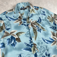 Charger l'image dans la galerie, chemise-hawaienne-vintage-a-fleurs-homme-turquoise