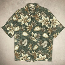 Charger l'image dans la galerie, chemise-hawaienne-vintage-a-fleurs-kaki-homme