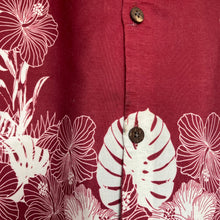 Charger l'image dans la galerie, chemise-hawaienne-vintage-homme-a-fleurs-et-a-motifs-bordeaux