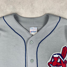 Charger l'image dans la galerie, maillot-baseball-majestic-vintage-chemise-mlb-gris-indians