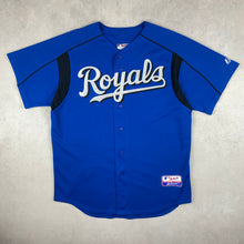Charger l'image dans la galerie, maillot-baseball-majestic-vintage-royals-kansas-city-chemise-mlb-bleu