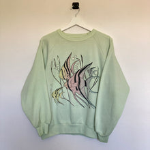 Charger l'image dans la galerie, pull-vintage-homme-vert-imprime-oversize