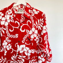 Charger l'image dans la galerie, chemise-hawaienne-vintage-homme-a-fleurs-rouge