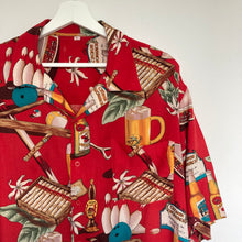 Charger l'image dans la galerie, Chemise hawaïenne vintage rouge « Cuba » (L/XL)