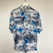 Charger l'image dans la galerie, Chemise hawaïenne à fleurs grise et bleue pour homme
