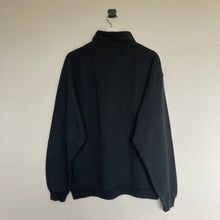 Charger l'image dans la galerie, Sweat vintage noir col à zip 1/4 logo entreprise brodé - unisexe coupe oversize