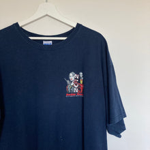 Charger l'image dans la galerie, T-shirt bleu foncé imprimé au dos "Harkins Theatre" (XL ou M/L oversize)