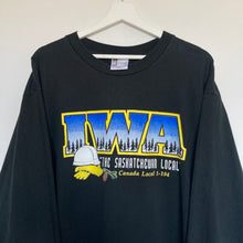 Charger l'image dans la galerie, t-shirt-noir-homme-manches-longues-vintage-imprime-jaune-et-bleu