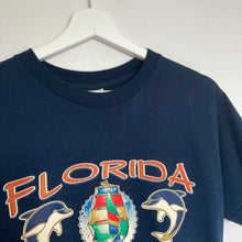 Charger l'image dans la galerie, t-shirt-vintage-homme-bleu-a-imprime-florida