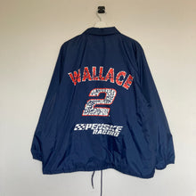 Charger l'image dans la galerie, veste-vintage-bleue-homme-nascar-satin-nylon-usa-americaine
