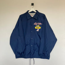 Charger l'image dans la galerie, veste-vintage-bleue-homme-nascar-satin-nylon-usa-americaine