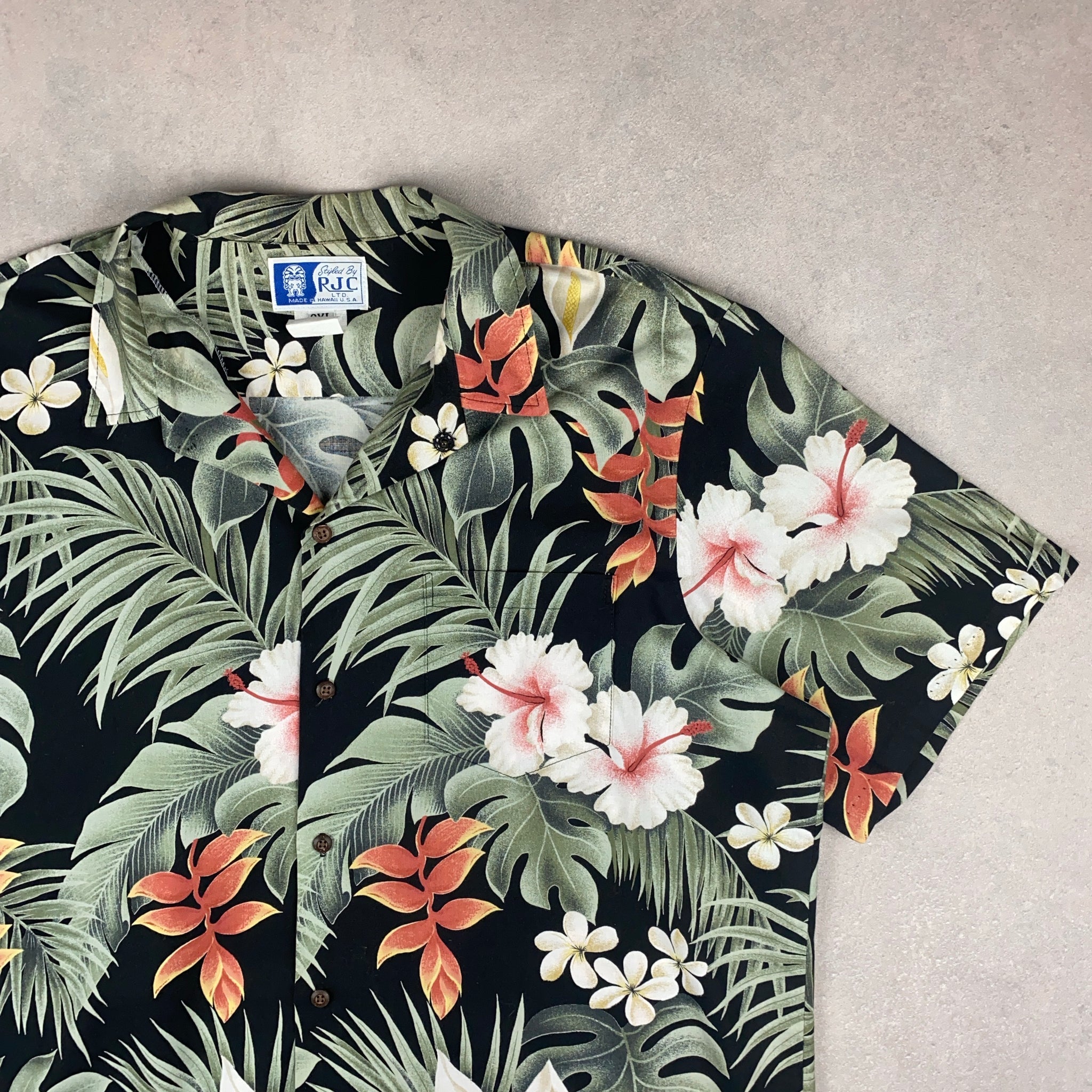 Chemise Vintage Hookano Hawaii - Motif Floral Asiatique Aloha - Taille L - Occasion Très Bon état