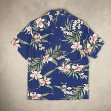 Charger l'image dans la galerie, chemise-aloha-made-in-hawaii-two-palms-bleue-homme
