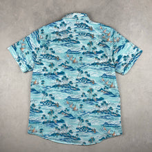 Charger l&#39;image dans la galerie, chemise-hawaienne-a-fleurs-bleu-turquoise-izod
