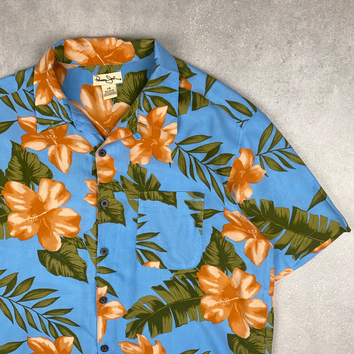 chemise-hawaienne-a-fleurs-homme-bleu-et-orange