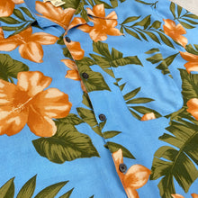 Charger l&#39;image dans la galerie, chemise-hawaienne-a-fleurs-homme-bleu-et-orange
