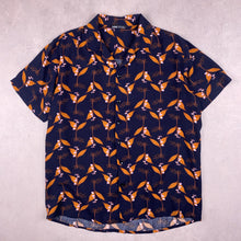Charger l&#39;image dans la galerie, chemise-hawaienne-a-fleurs-marine-et-orange
