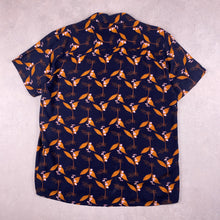 Charger l&#39;image dans la galerie, chemise-hawaienne-a-fleurs-marine-et-orange
