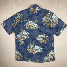Charger l'image dans la galerie, chemise-hawaienne-a-fleurs-vintage-homme-bleue
