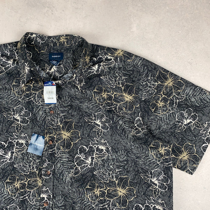 chemise-hawaienne-grise-a-fleurs-grande-taille-homme