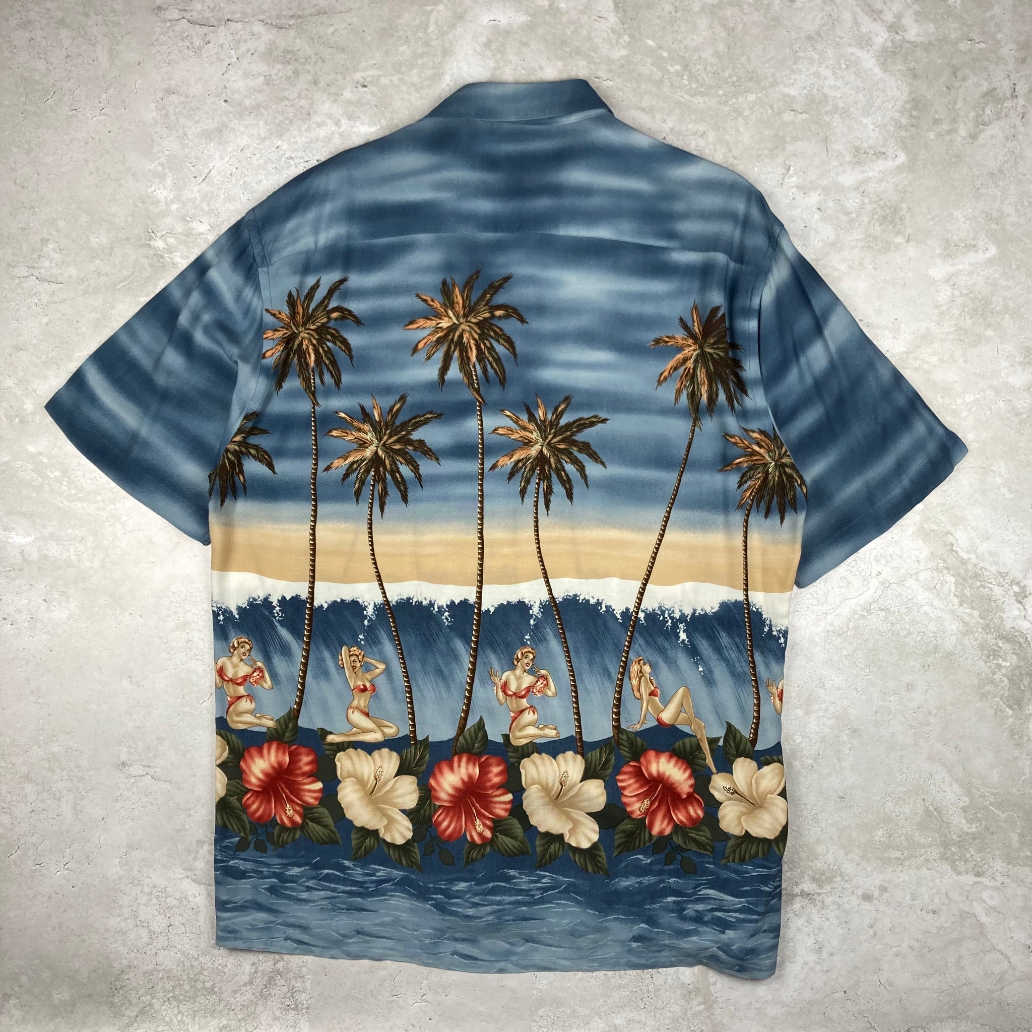 Chemise Hawaïenne Vintage California - Col Boucle Aztèque, Taille L, 100% Coton