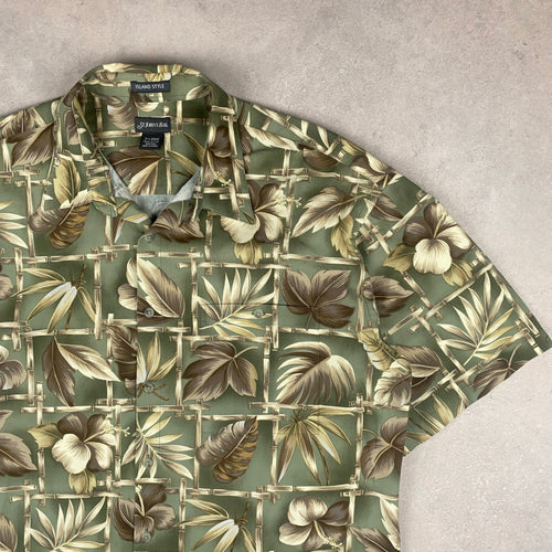 chemise-hawaienne-vintage-a-fleurs-verte