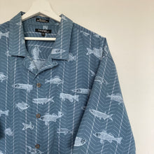 Charger l&#39;image dans la galerie,     chemise-hawaienne-vintage-homme-a-motifs-bleue
