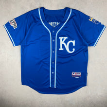 Charger l&#39;image dans la galerie, maillot-baseball-majestic-royals-kansas-city-chemise-mlb-bleu
