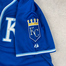Charger l&#39;image dans la galerie, maillot-baseball-majestic-royals-kansas-city-chemise-mlb-bleu
