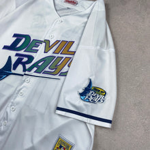 Charger l&#39;image dans la galerie, maillot-de-baseball-mitchell-and-ness-devil-rays-chemise-mlb-blanche
