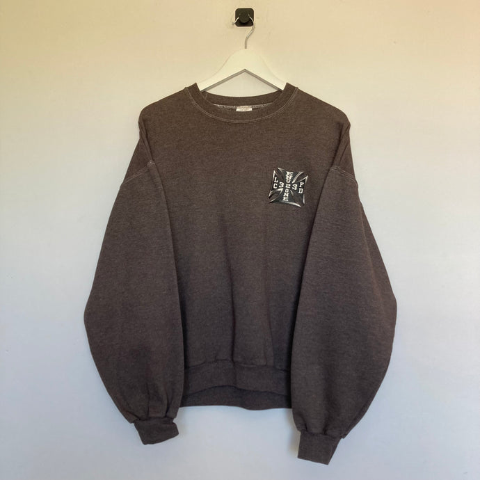     sweat-vintage-homme-university-oversize-marron-imprime