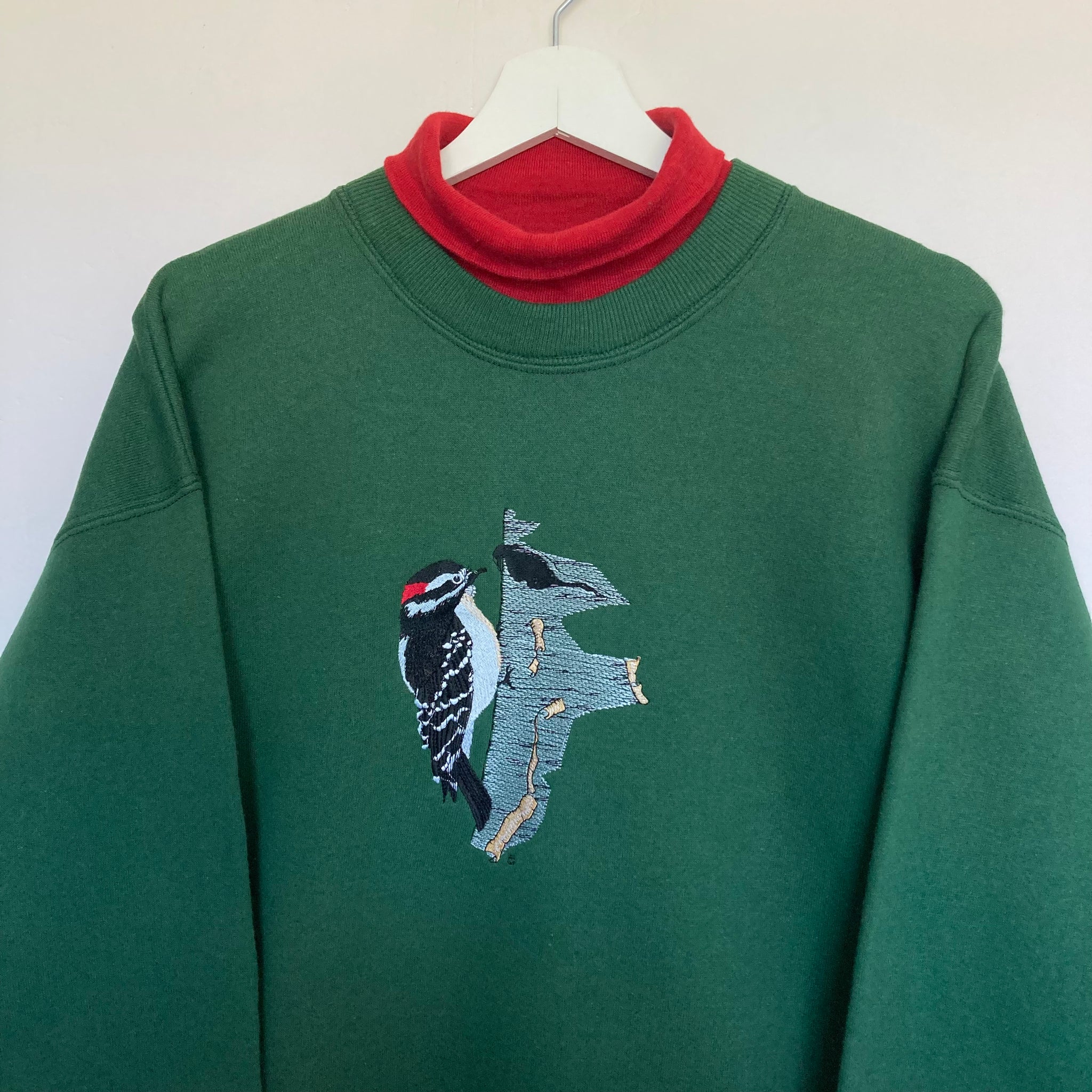 Sweat Vintage Tultex Vert L – Grenouille Brodée – Fabriqué USA Années 90