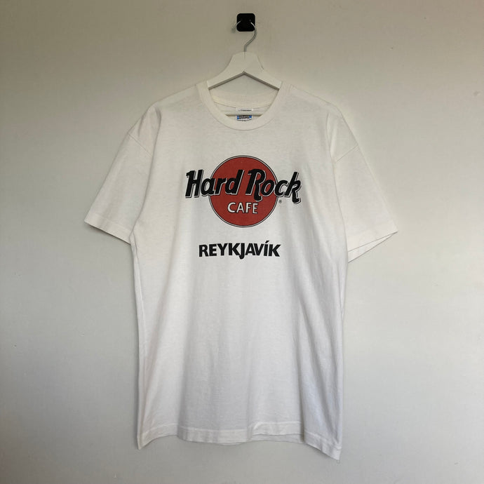    t-shirt-homme-vintage-blanc-hard-rock-cafe-imprime-reykjavik